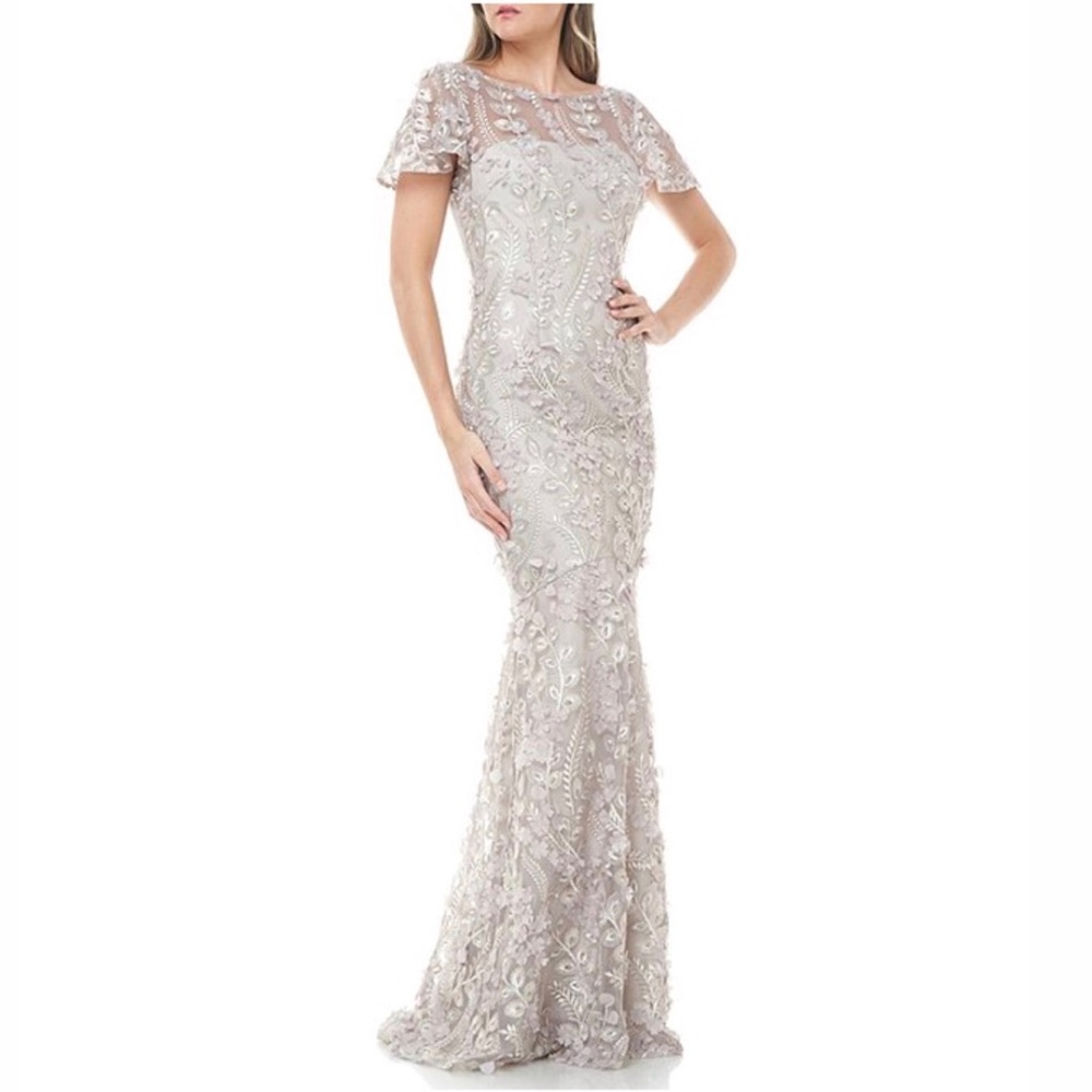 NWT {Carmen Marc Valvo} Mermaid Embroidered Gown